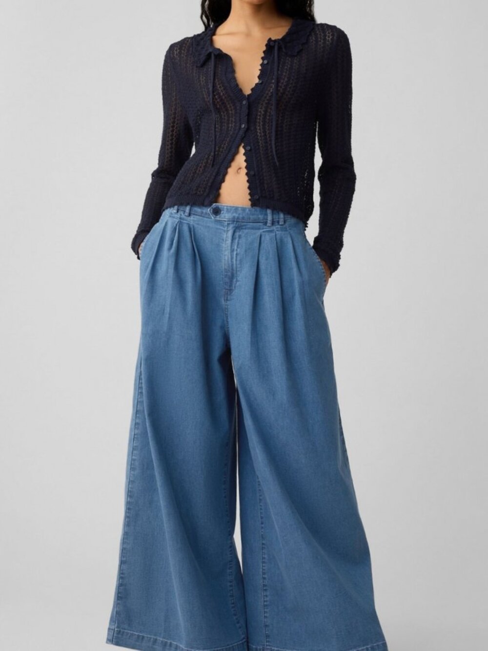 Doen x Gap Light Wash High Waisted Wide Leg Denim Trousers Size 25